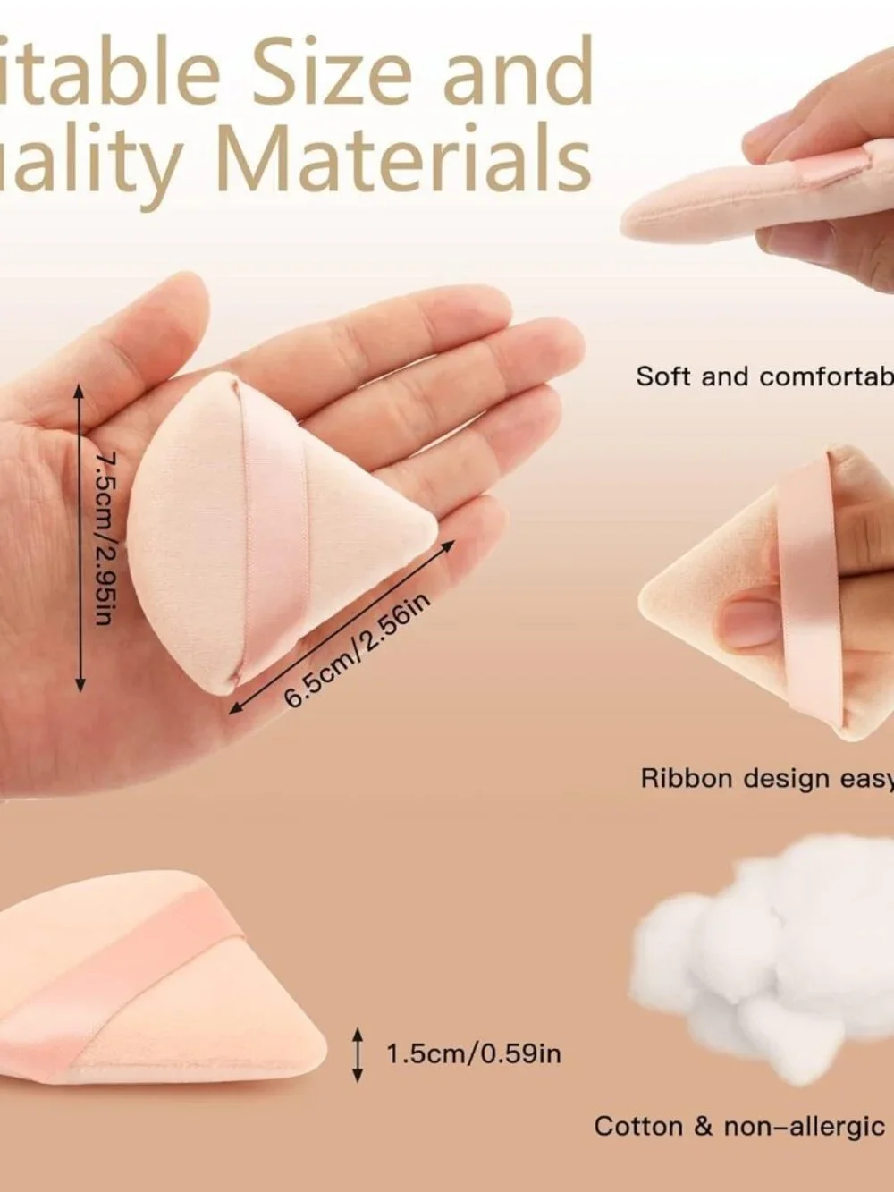 6 Pcs Beauty Makeup Triangle Powder Puff Sponges